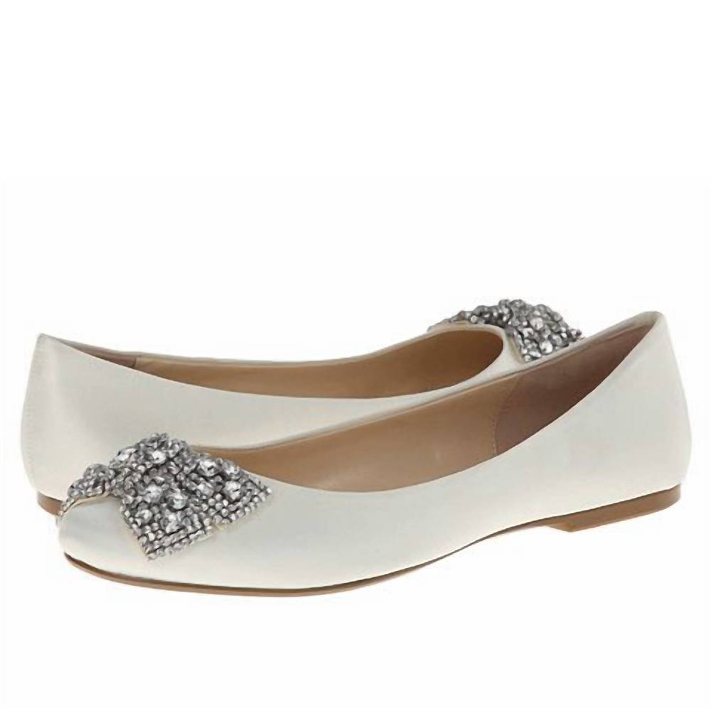 NEW BETSEY JOHNSON women's ever satin flat shoes in ivory